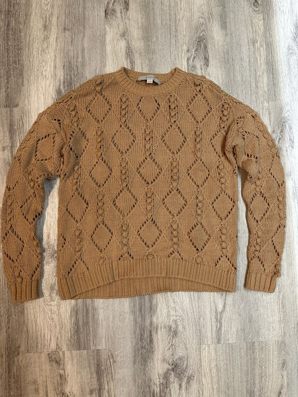 Open-Knit Camel Sweater